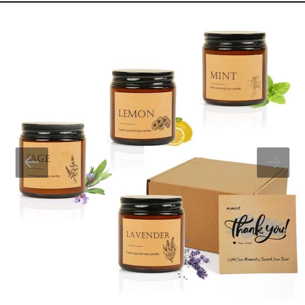4 Pack Winter Fall Scented Candles Set Stress Relief Holiday Gift 4 oz